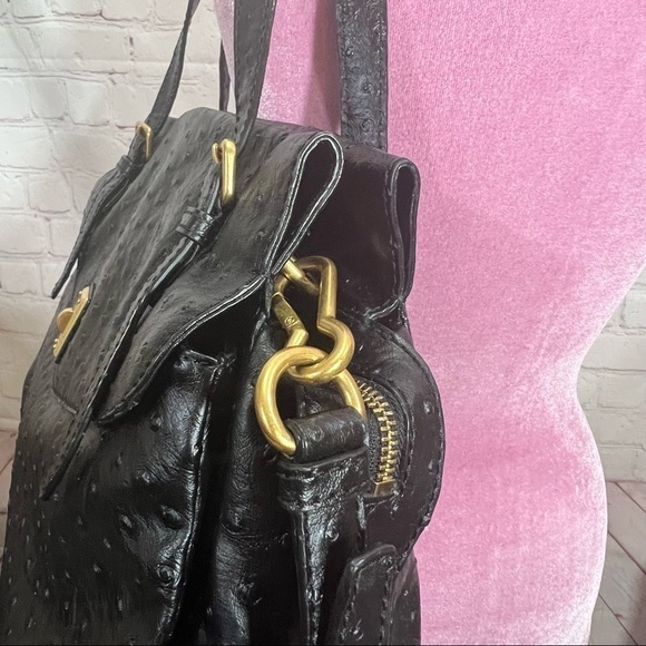 MARC By MARC JACOBS Ostrich Ozzie Aurora Satchel Tote Black EUC - Picture 6 of 13